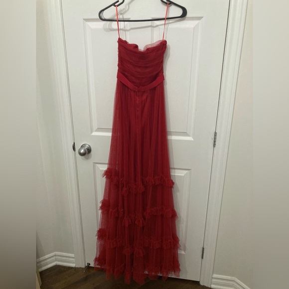 Authentic Pinko Red Tulle Tiered Full Length Dress Gown - Picture 7 of 7